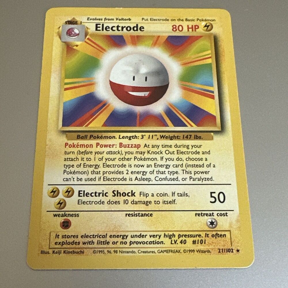 5 for $30 Electrode 21/102 - Rare 1999 English Base Set Pokemon Card LP